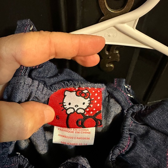 Hello Kitty Girls Denim Jumpsuit with spaghetti straps young girls size 6 - Picture 10 of 12